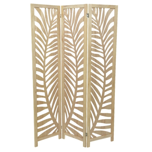 Kaemingk Paravent Paulownia-Holz Hell für drinnen & draußen 170 cm x 120 cm