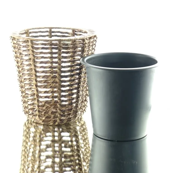 Kaemingk Pflanzenübertopf Braun mit Einsatz - Polyrattan & PP