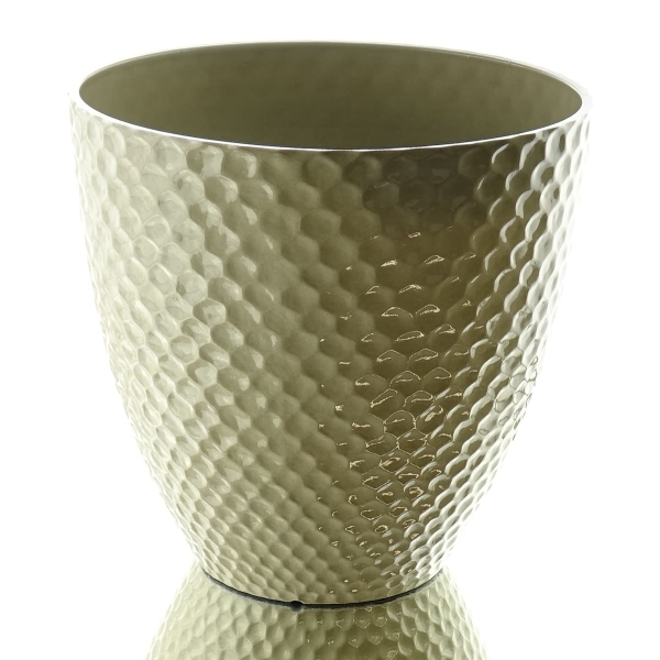 Kaemingk Pflanzgefäß Beige mit Wabenstruktur hochglänzend Ø 29,5 cm - Kunststoff