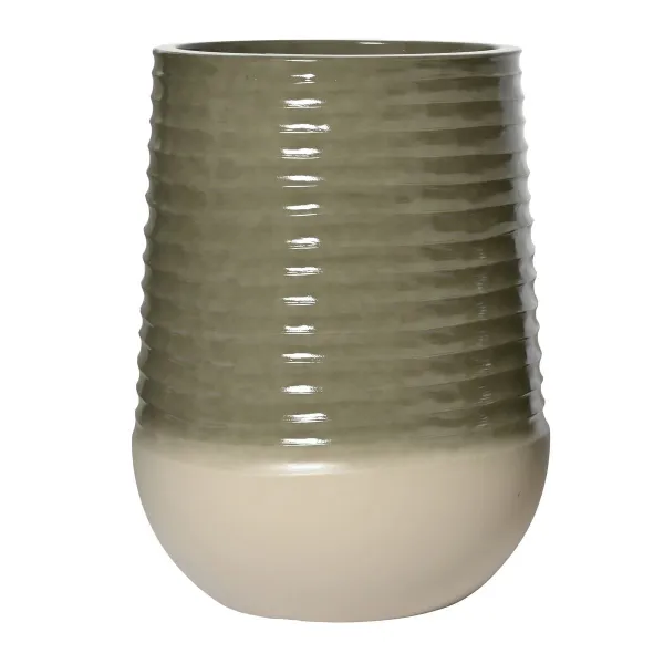 Kaemingk Pflanzgefäß/Vase Jamie L schlank geriffelt Grün & Weiß Ø 53 cm 69,5 cm - Kunststoff Kaemingk Pflanzgefäß/Vase Jamie L schlank geriffelt Grün & Weiß Ø 53 cm 69,5 cm - Kunststoff