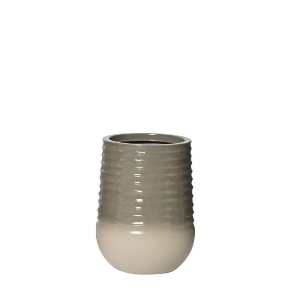 Kaemingk Pflanzgefäß/Vase Jamie S schlank geriffelt Grau & Weiß Ø 28 cm 37 cm - Kunststoff Kaemingk Pflanzgefäß/Vase Jamie S schlank geriffelt Grau & Weiß Ø 28 cm 37 cm - Kunststoff