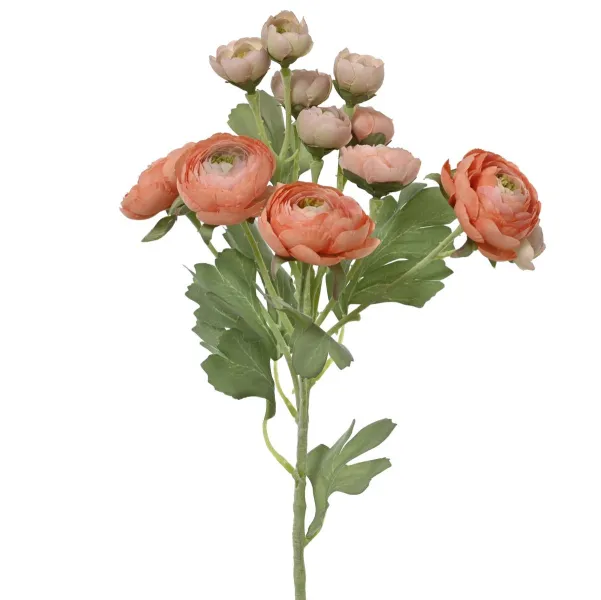 EVERLANDS Ranunkeln Pfirsichfarben 6 Blüten & 6 Knospen 55 cm - Kunstblumen