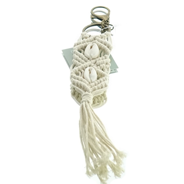 Kaemingk Schlüsselanhänger Beige mit Muscheln & Karabiner 18 cm - Polyester