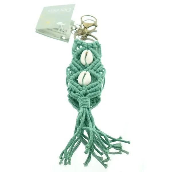 Kaemingk Schlüsselanhänger Grün mit Muscheln & Karabiner 18 cm - Polyester