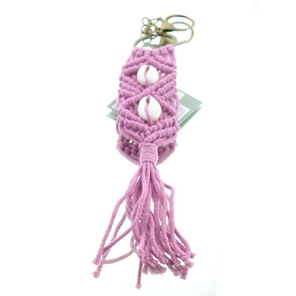 Kaemingk Schlüsselanhänger Pink mit Muscheln & Karabiner 18 cm - Polyester