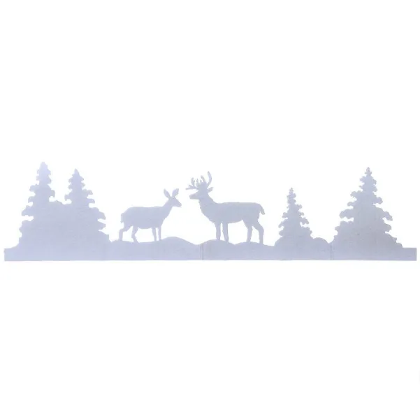 Weihnachtliche Fensterdeko Schneerand Wald Weiß 100 x 24 cm - Polyester
