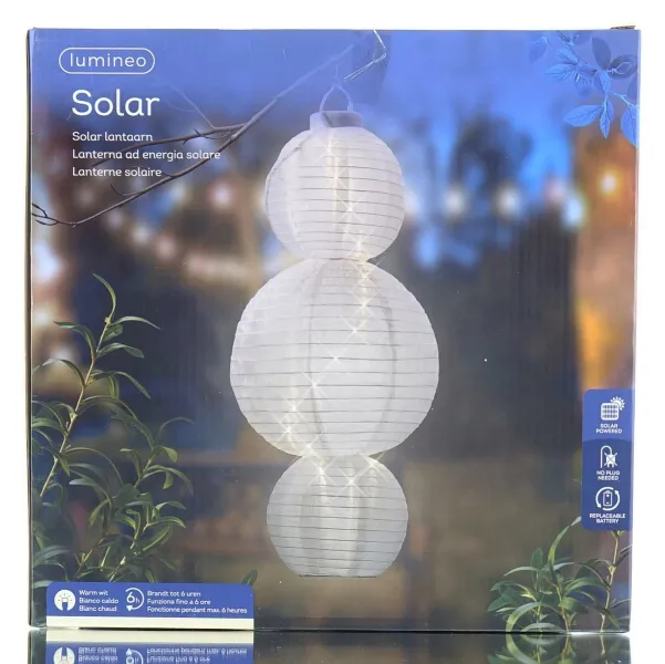 Lumineo Solar Laterne H70 cm warmes weiß