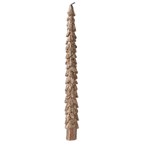 Spitzkerzen Tannenbaum Braun mit Glitter Ø 2,1 cm Höhe 25 cm - 2 Stück
