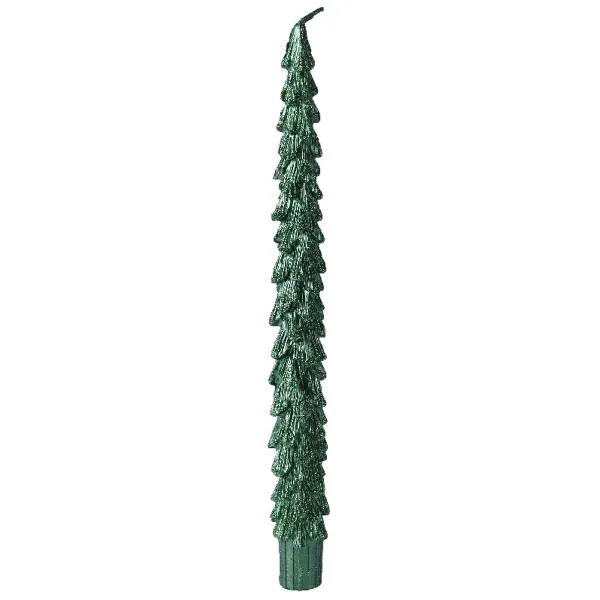 Spitzkerzen Tannenbaum Grün mit Glitter Ø 2,1 cm Höhe 25 cm - 2 Stück