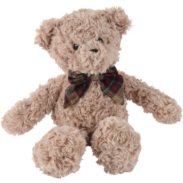 Weihnachtsteddybär mit karierter Schleife Höhe 21 cm Breite 10 cm Länge 15 cm 