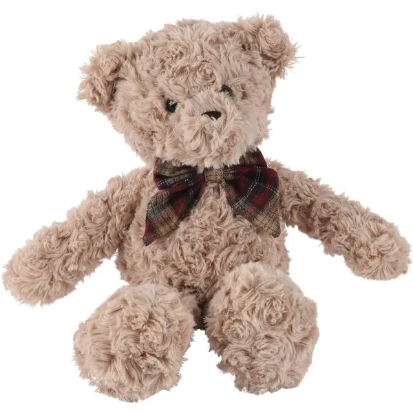 Weihnachtsteddybär mit karierter Schleife Höhe 21 cm Breite 10 cm Länge 15 cm