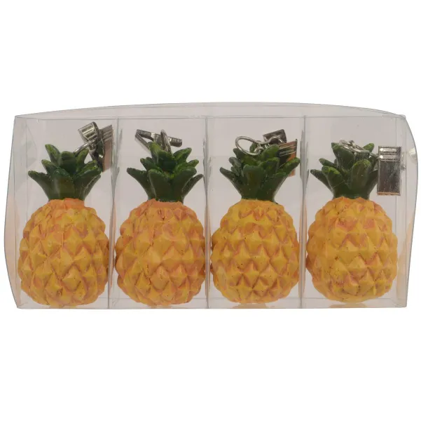 Kaemingk Tischdeckengewicht Ananas L: 14 cm W: 7 cm H: 3,7 cm - 4 Stück Polyresin