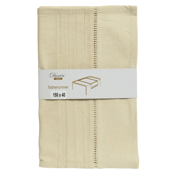 Kaemingk Tischläufer Ecru beige 150 x 40 cm - Baumwolle