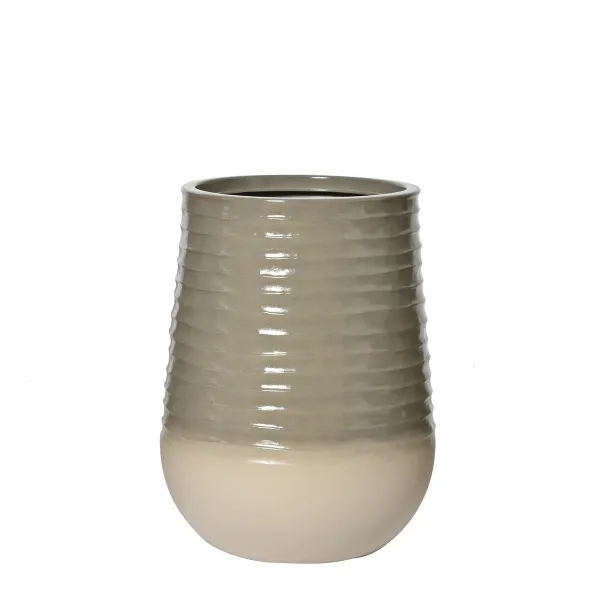 Kaemingk Pflanzgefäß/Vase Jamie M schlank geriffelt Grau & Weiß Ø 39 cm 51 cm - Kunststoff Kaemingk Pflanzgefäß/Vase Jamie M schlank geriffelt Grau & Weiß Ø 39 cm 51 cm - Kunststoff
