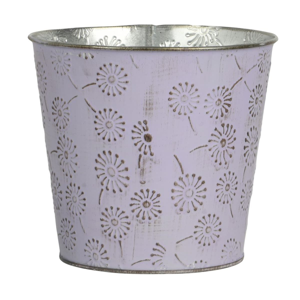 Kaemingk Übertopf Vintage Lilarosa L mit Blumendekor Ø 16 cm 14,7 cm - Metall