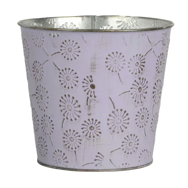 Kaemingk Übertopf Vintage Lilarosa L mit Blumendekor Ø 16 cm 14,7 cm - Metall Kaemingk Übertopf Vintage Lilarosa L mit Blumendekor Ø 16 cm 14,7 cm - Metall