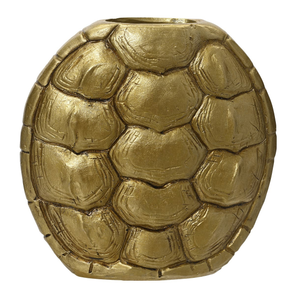 Kaemingk Vase Schildkrötenpanzer goldfarben L: 19,2 cm W: 7,4 cm H: 19,4 cm - Polyresin