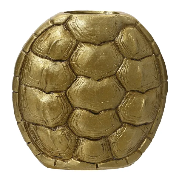 Kaemingk Vase Schildkrötenpanzer goldfarben L: 19,2 cm W: 7,4 cm H: 19,4 cm - Polyresin