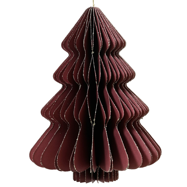Kaemingk Weihnachtsanhänger Tannenbaum Maroon Glitter & Aufhänger 20 cm - Papier
