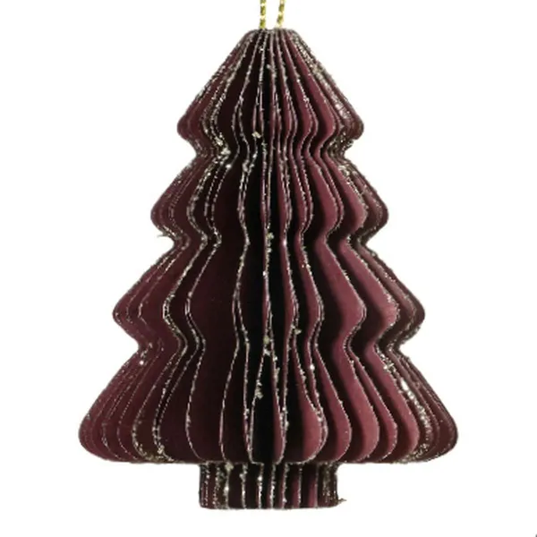 Kaemingk Weihnachtsanhänger Tannenbaum Maroon Glitter & Aufhänger 6 cm - Papier Kaemingk Weihnachtsanhänger Tannenbaum Maroon Glitter & Aufhänger 6 cm - Papier