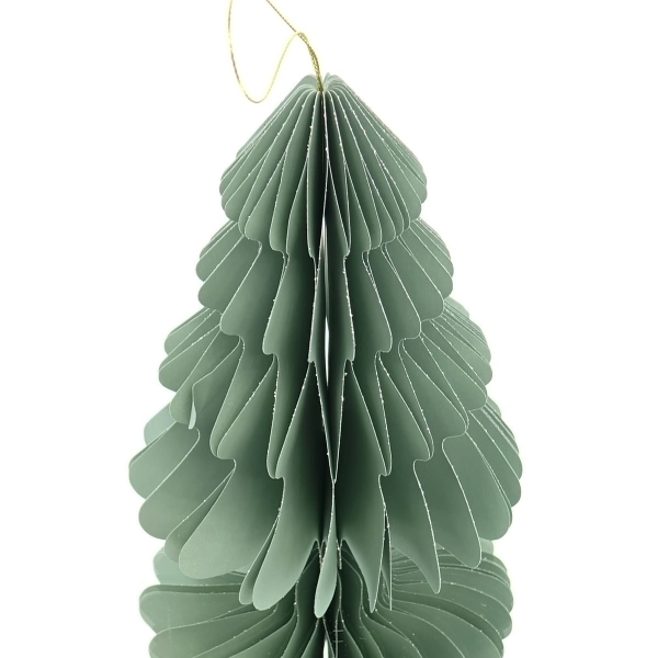 Kaemingk Weihnachtsanhänger Tannenbaum Mintgrün Glitter & Aufhänger 14,5 cm - Papier