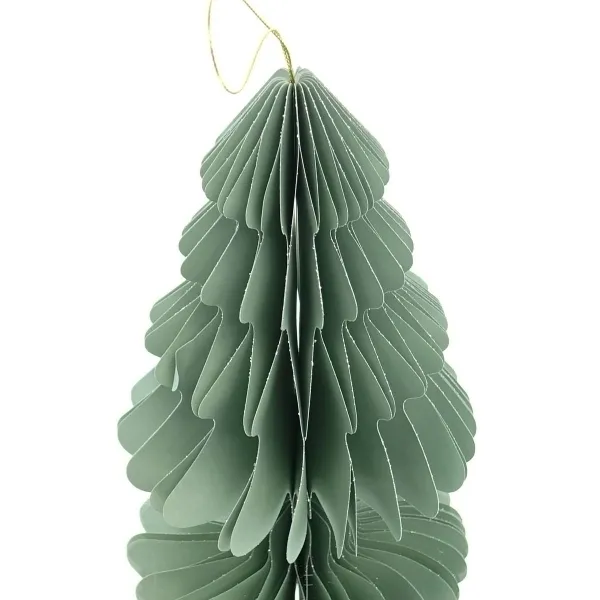 Kaemingk Weihnachtsanhänger Tannenbaum Mintgrün Glitter & Aufhänger 14,5 cm - Papier