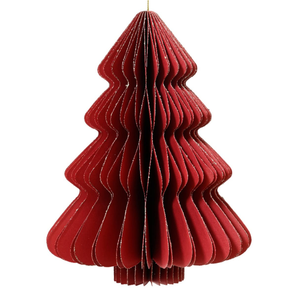 Kaemingk Weihnachtsanhänger Tannenbaum Rot Glitter & Aufhänger 40 cm - Papier