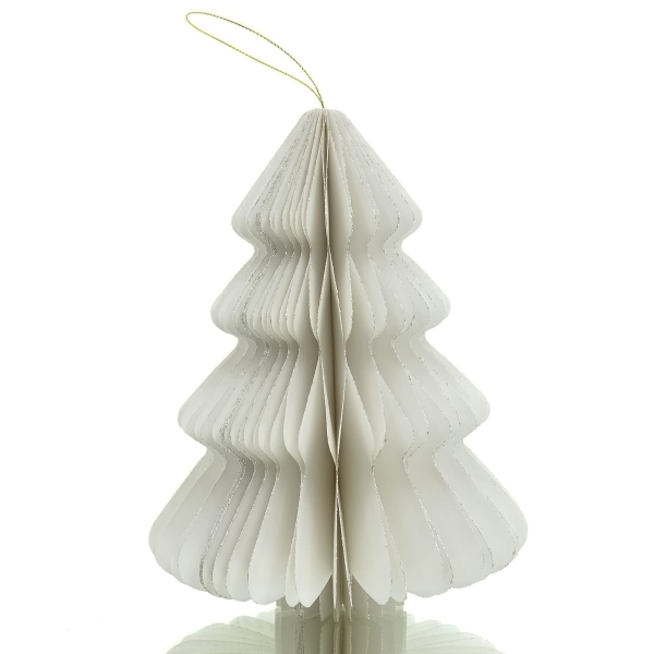 Kaemingk Weihnachtsanhänger Tannenbaum Weiß Glitter & Aufhänger 20 cm - Papier