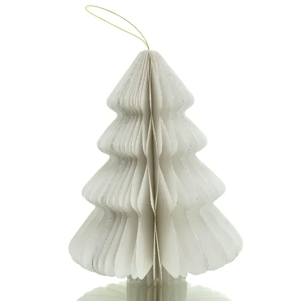 Kaemingk Weihnachtsanhänger Tannenbaum Weiß Glitter & Aufhänger 20 cm - Papier