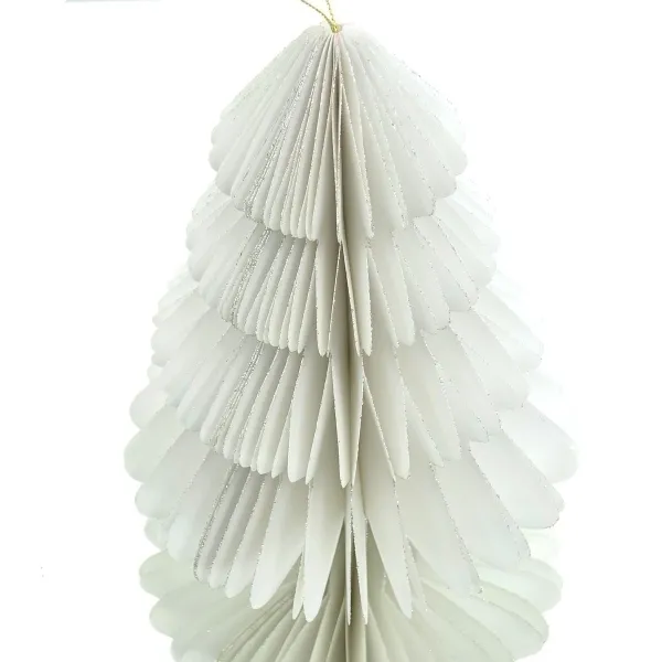 Kaemingk Weihnachtsanhänger Tannenbaum Weiß Glitter & Aufhänger 40 cm - Papier