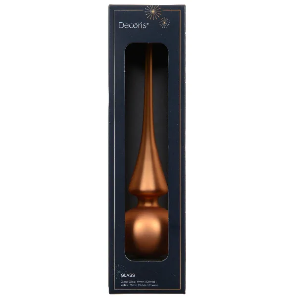Weihnachtsbaumspitze Brandy Orange matt Ø 6 cm 26 cm hoch - Glas