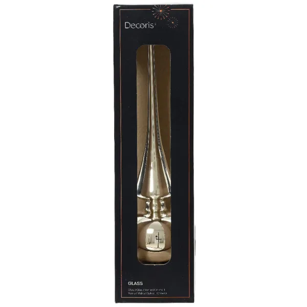 Weihnachtsbaumspitze Silberfarben glänzend Ø 6 cm 26 cm hoch - Glas