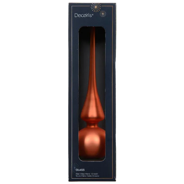 Weihnachtsbaumspitze Warmorange matt Ø 6 cm 26 cm hoch - Glas