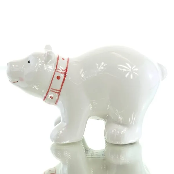 Kaemingk Weihnachtsdeko Eisbär L mit Schal Weiß & Rot 8 cm - Dolomit