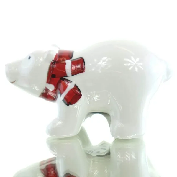 Kaemingk Weihnachtsdeko Eisbär S mit Schal Weiß & Rot 6 cm - Dolomit