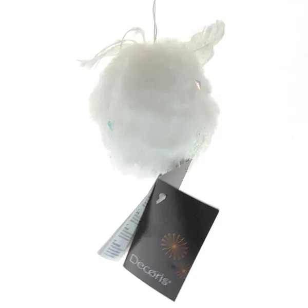 Kaemingk Weihnachtsdeko Eulenkauz Weiß 9 cm - Kunststoff