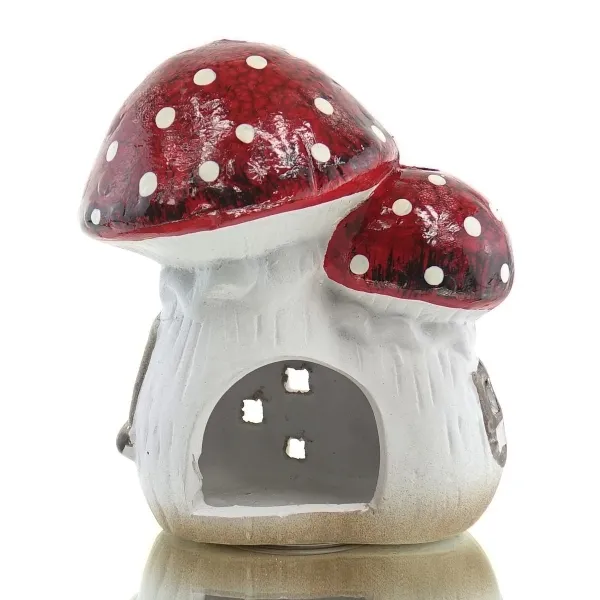 Kaemingk Weihnachtsdeko Fliegenpilzhaus Rot & Weiß - Terracotta