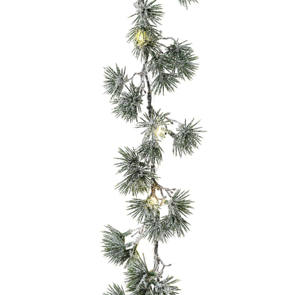 Kaemingk Weihnachtsdeko Girlande mit Micro LED Grün beschneidt L: 1,9 m B: 8 cm H: 5 cm - Kunstpflanzen