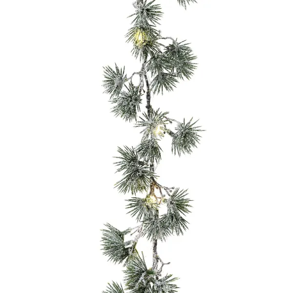 Kaemingk Weihnachtsdeko Girlande mit Micro LED Grün beschneidt L: 1,9 m B: 8 cm H: 5 cm - Kunstpflanzen