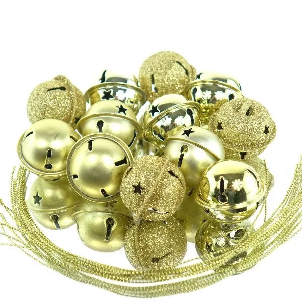 Kaemingk Weihnachtsdeko Glocken Goldfarben 3 Oberflächen Ø 3 cm Metall - 12er Set