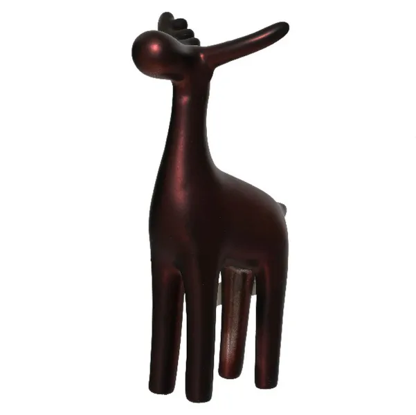 Weihnachtsdeko Hirsch Braun matt 25,6 cm - Porzellan