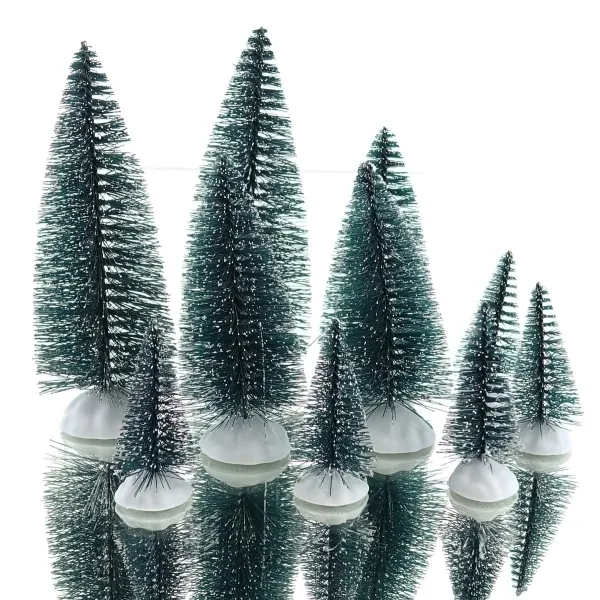 Kaemingk Weihnachtsdeko Kleiner Wald Grün beschneit 10er Set im Beutel - Kunststoff