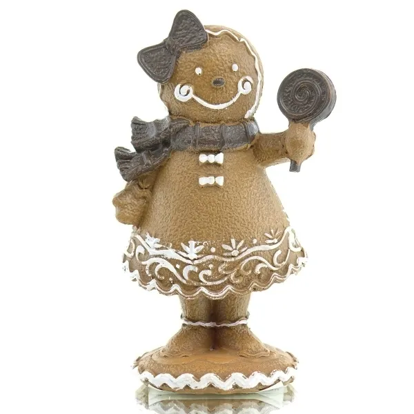 Kaemingk Weihnachtsdeko Lebkuchenfrau Braun 11 cm - Polyresin