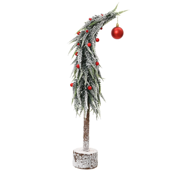 Weihnachtsdeko Mini-Tanne beschneit mit roten Kugeln Ø 12 cm Höhe 60 cm - FSC Mix 100%