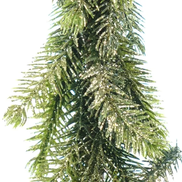 Kaemingk Weihnachtsdeko Minitanne Goldfarbener Glitter Holzbasis - Kunststoff