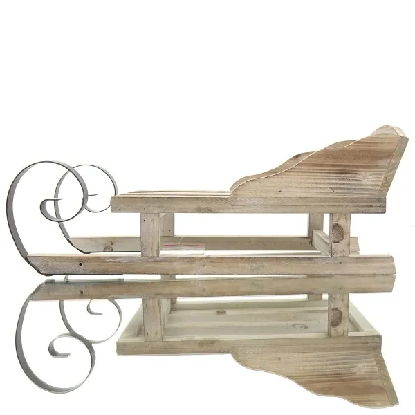 Kaemingk Weihnachtsdeko Schlitten Natur 48,5 cm - Tannenholz & Metall