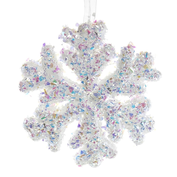 Kaemingk Weihnachtsdeko Schneeflocke Fein Weiß & irisierend Ø 15 cm - Kunststoff