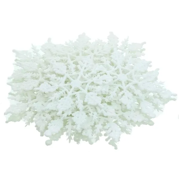 Kaemingk Weihnachtsdeko Schneeflocken Weiß mit Glitter Ø 10 cm - Kunststoff