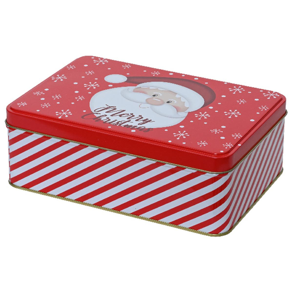 Weihnachtsdose Weihnachtsmann Merry Chrismas Rot & Weiß 19 x 13 cm - Zinn