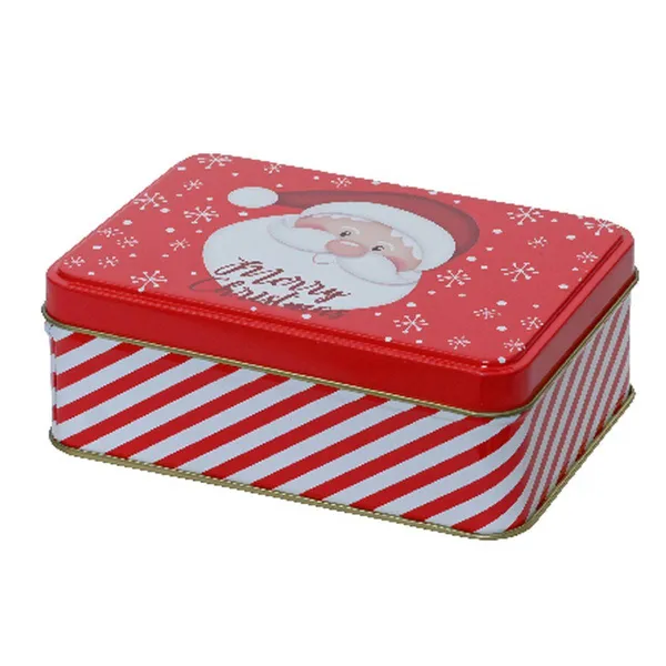 Weihnachtsdose Weihnachtsmann Merry Chrismas Rot & Weiß 12,5 x 8,5 cm - Zinn